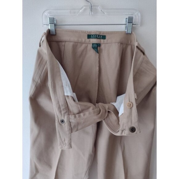 Lauren Ralph Lauren Dress Pants Womens Size 8 Tan Flat Front Zip Pockets Stretch - Picture 16 of 16